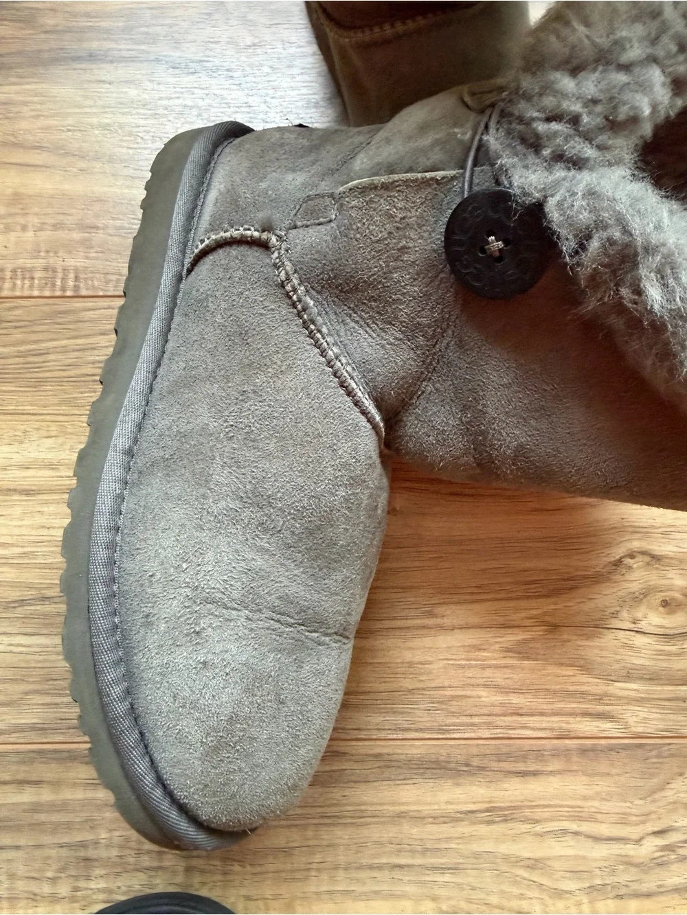 UGG Women's Short Shearling-Lined Suede Boots in Gray